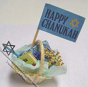 (image for) Miniature Judaic Special Occasion Basket for Dollhouses