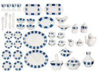 (image for) Miniature Blue Trim 50 Piece Dinner Service for Dollhouses