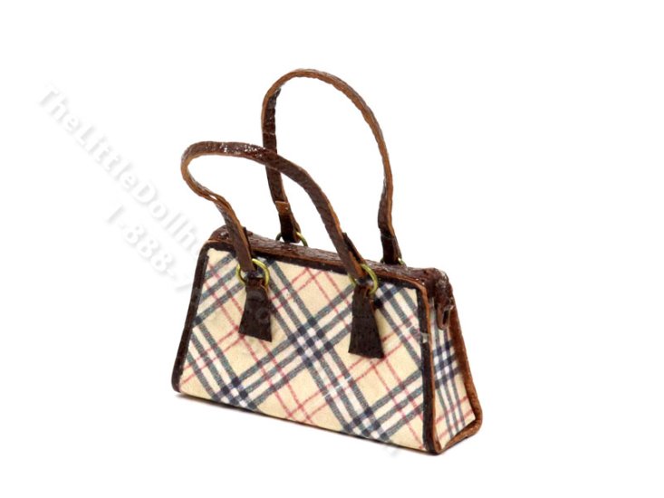 (image for) Vintage Miniature Burberry Style Purse for Dollhouses