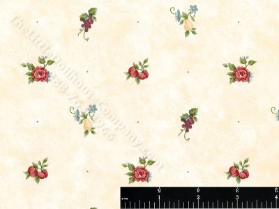 (image for) Roses and Fruit Miniature Wallpaper for Dollhouses