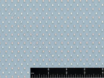 (image for) Multicolor Roses on Blue Miniature Wallpaper for Dollhouses