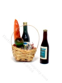 (image for) Miniature Woven Picnic Basket for Dollhouses