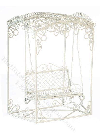 (image for) Miniature White Wire Swing Set for Dollhouses