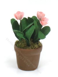 (image for) Dollhouse Miniature Pink Tulips in Large Pot