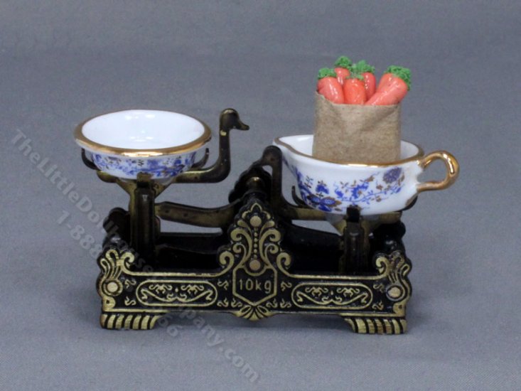 (image for) Miniature Kitchen Scales and Carrots for Dollhouses