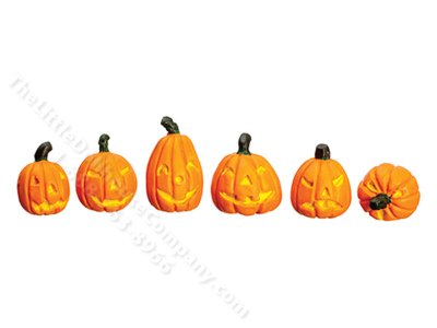 (image for) Miniature Set of 6 Jack-o-Lanterns for Dollhouses