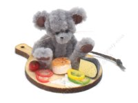 (image for) Miniature Mouse on Wood Board by Sue Wilkes of Shoebutton Bears