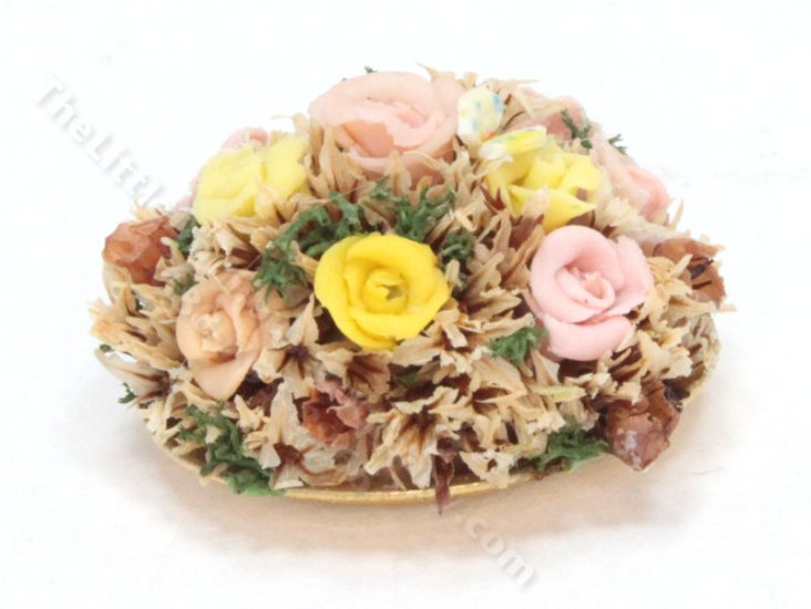 (image for) Miniature Floral Arrangement on a Gold Platter