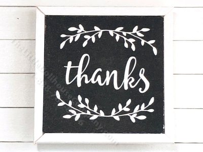 (image for) Miniature Square 'thanks' Print on Wood