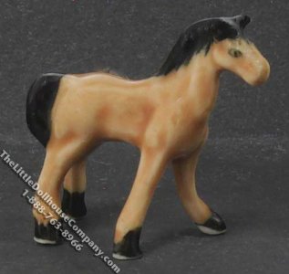 (image for) Miniature Tan Porcelain Horse Statuette for Dollhouses
