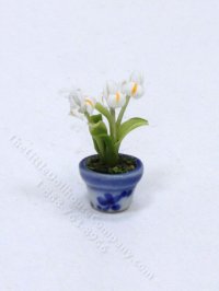 (image for) 1/2" Scale Miniature Pot of Orchids
