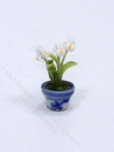 (image for) 1/2" Scale Miniature Pot of Orchids