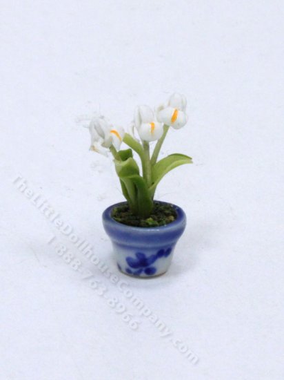 (image for) 1/2" Scale Miniature Pot of Orchids