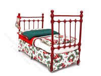 (image for) Miniature Wrought Iron Twin/Single Bed for Dollhouses - Christmas
