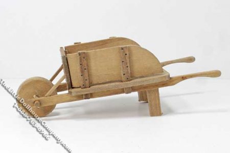 (image for) Miniature Wooden Wheelbarrow w/Removable Sides for Dollhouses