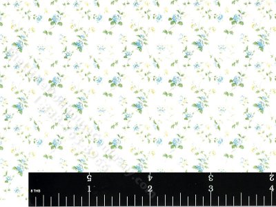 (image for) Blue Floral Vine Pattern Wallpaper for Dollhouses