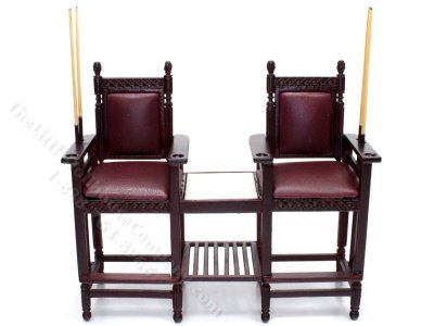 (image for) Miniature Mahogany Gallery Spectator Chairs with Pool Cues