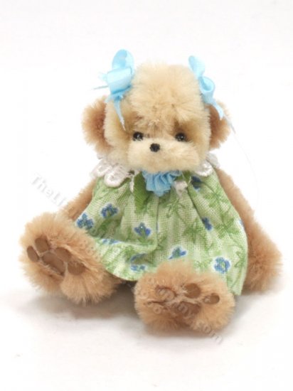 (image for) Miniature Sitting Teddy Bear in Dress by Sue Wilkes