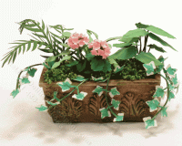 (image for) Miniature Rectangular Planter With Pink Geraniums