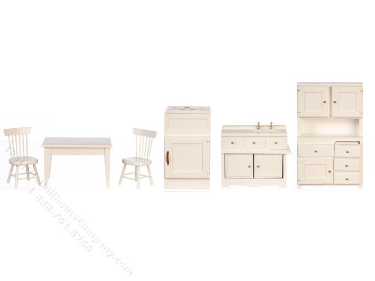 (image for) Dollhouse Miniature 6 Piece Kitchen Set - White