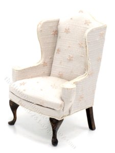 (image for) Miniature Cream Wing Chair by S. Hoeltge
