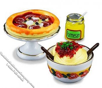 (image for) Miniature Pizza and Pasta Set for Dollhouses