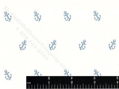 (image for) Light Blue Anchors Miniature Wallpaper for Dollhouses