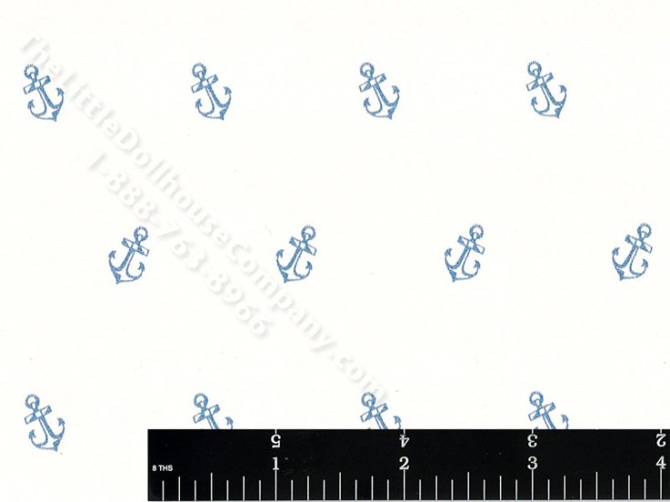 (image for) Light Blue Anchors Miniature Wallpaper for Dollhouses