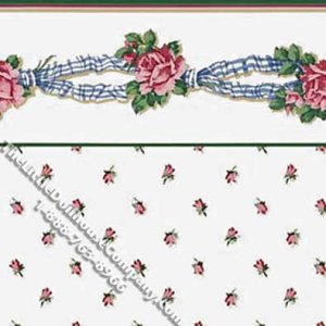(image for) Ribbons & Roses Toss Pattern Miniature Wallpaper for Dollhouses