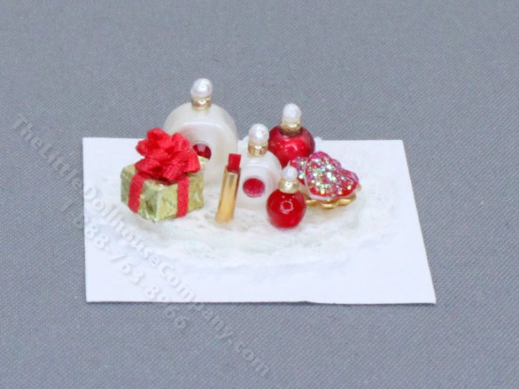 (image for) Miniature Lace and Red Vanity Set by Cheryl Warder