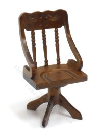 (image for) Miniature Walnut Desk Chair for Dollhouses