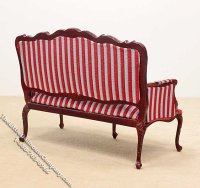 (image for) Miniature Mahogany Striped Sofa for Dollhouses