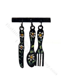 (image for) Miniature Black Floral Flatware Set on Hooks