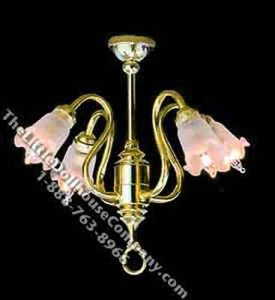 (image for) Dollhouse Scale Model 12V Plug In 4 Down Arm Chandelier
