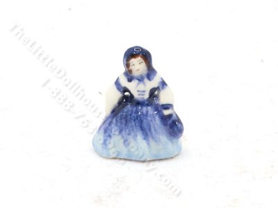 (image for) Miniature Royal Doulton of Lady in Blue Dress and Bonnet