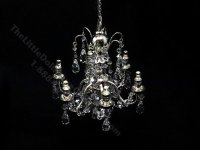(image for) Miniature Battery Operated 6-Arm Silver Crystal Chandelier with Wand