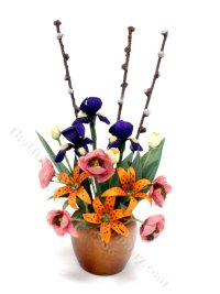 Miniature Flower Arrangment in a Copper Vase by Barb Plevan (image for) Miniature Flower Arrangment in a Copper Vase by Barb Plevan
