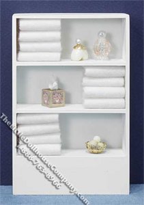 (image for) Miniature Bathroom Shelf Unit with White Towels for Dollhouses
