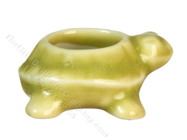 (image for) Miniature Green Turtle Ceramic Planter for Dollhouses