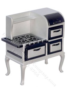 (image for) Miniature 1920's Pennsylvania Dutch Stove Silver for Dollhouses