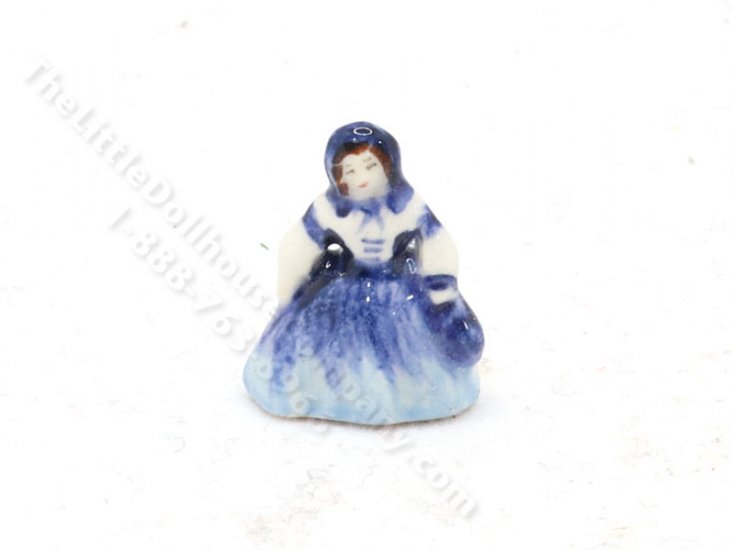 (image for) Miniature Royal Doulton of Lady in Blue Dress and Bonnet