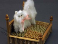 (image for) Dollhouse Scale Model White Cat by Bridget McCarty