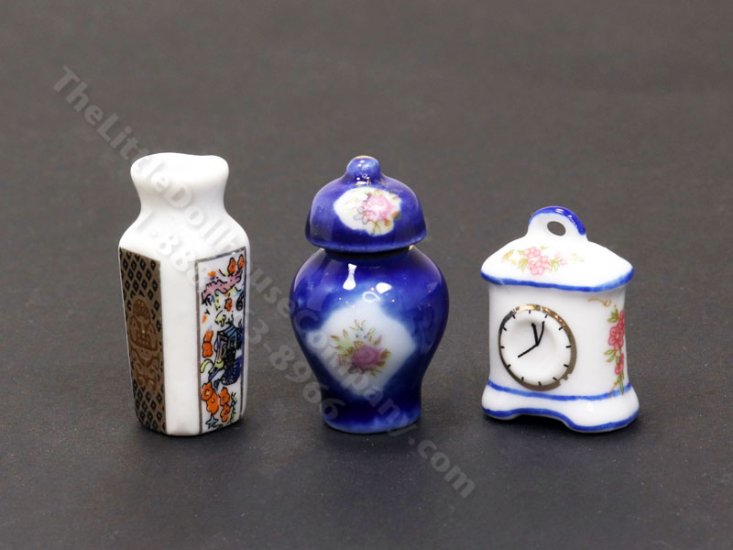 (image for) Miniature Ceramic Mantel Set For Dollhouses (3 pcs)