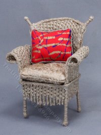 (image for) Miniature Grey Wicker Chair for Dollhouses