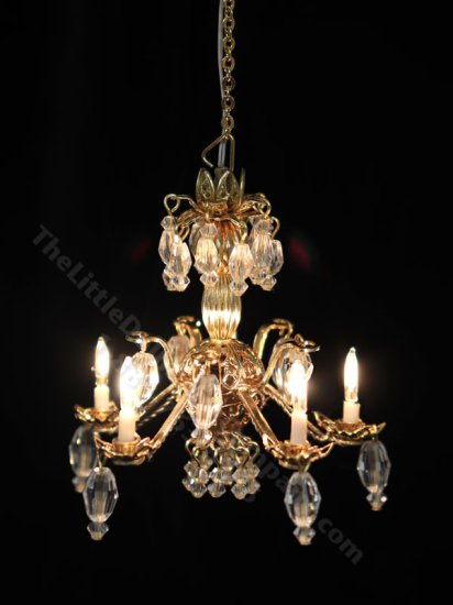 (image for) Dollhouse Miniature Hariette v.2 5-Arm Chandelier - 12V