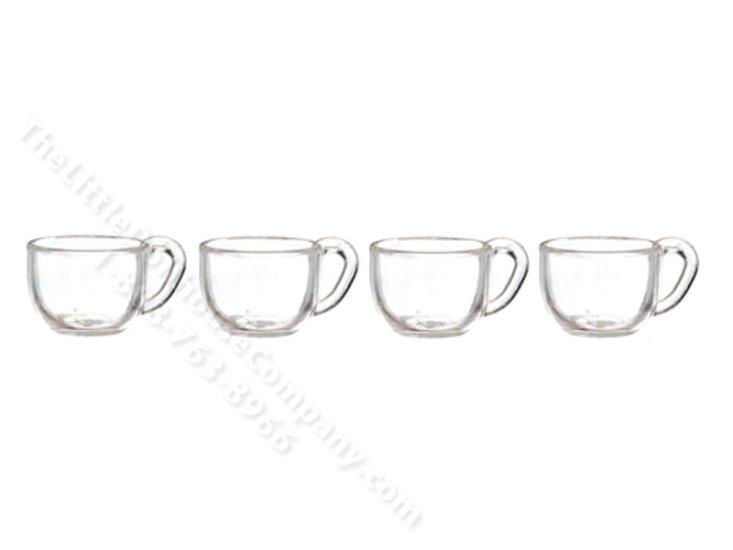 (image for) Miniature Set of 4 Clear Coffee Cups for Dollhouses