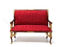 (image for) Miniature Full Scale Walnut and Red Empire Settee