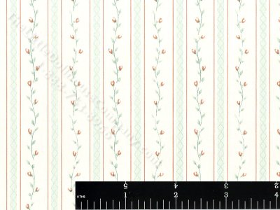 (image for) Green Vines and Stripes Miniature Wallpaper for Dollhouses