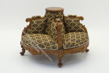 (image for) Miniature Round Walnut & Fabric Conversation Chair