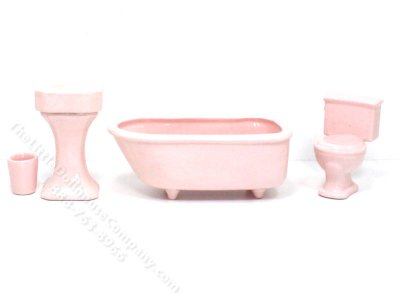 (image for) Vintage Miniature Pink Bathroom Set for Dollhouses
